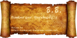 Bamberger Bendegúz névjegykártya